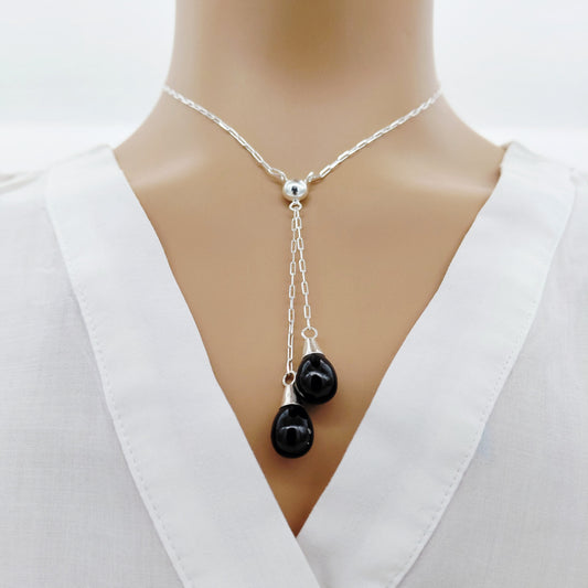 Special Black Obsidian Sterling Silver Necklace 