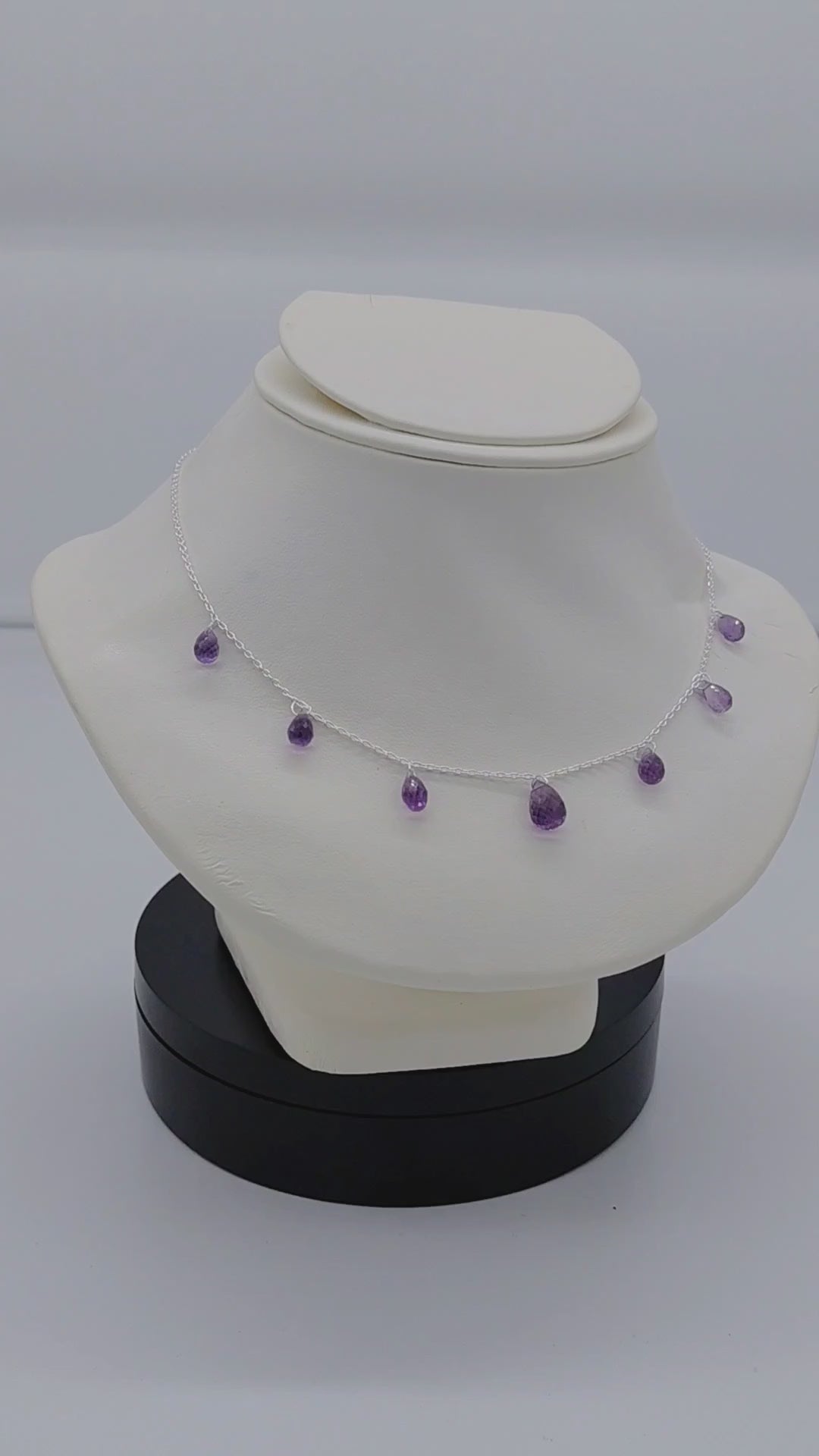 Majestic Amethyst Drop Sterling Silver Necklace 