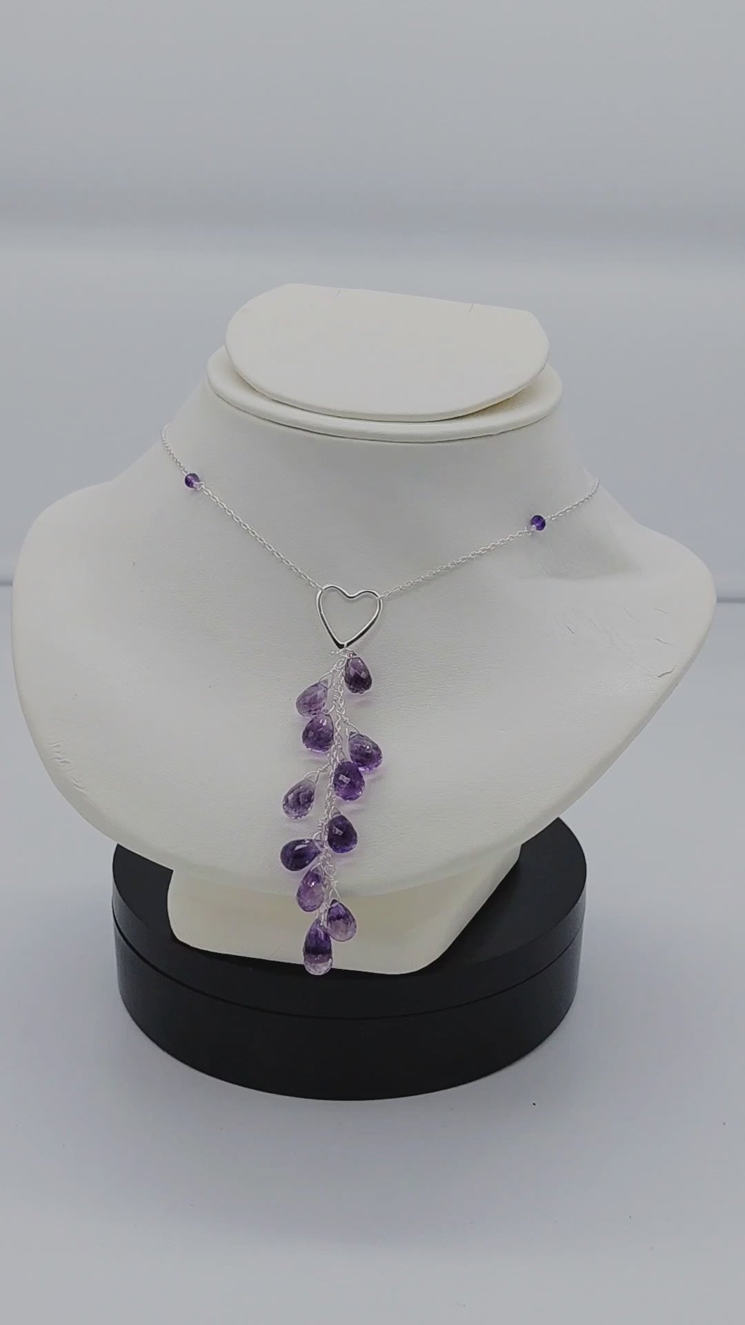 Heart Shaped Multi Drop Sterling Silver Necklace 