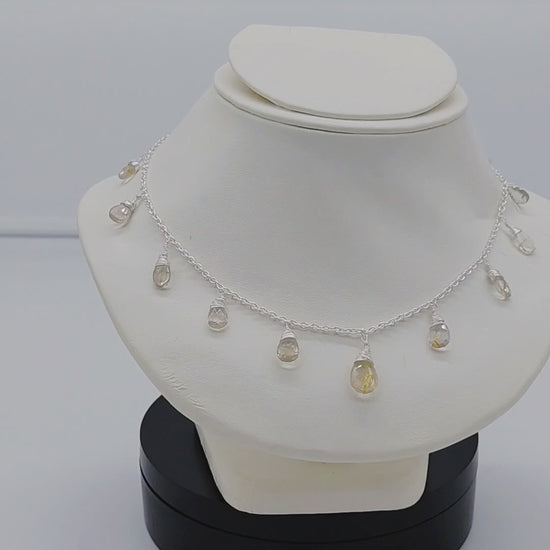 Unique Rutile Quartz Sterling Silver Necklace 