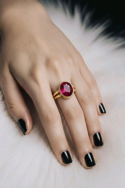 Astrological Gold Plated Sterling Silver Ruby Ring