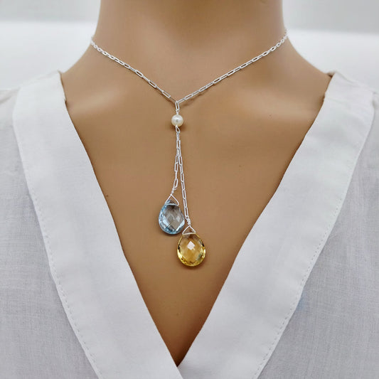 Vibrant Dangling Sterling Silver Necklace 