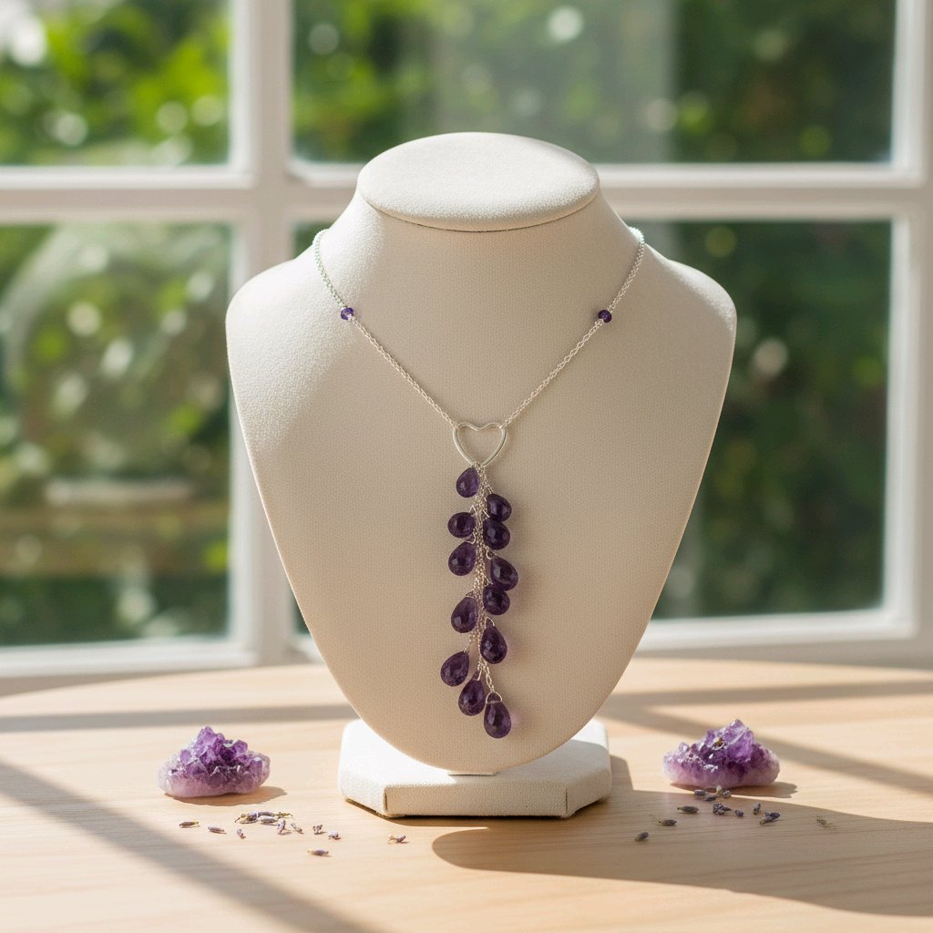 Heart Shaped Multi Drop Sterling Silver Necklace