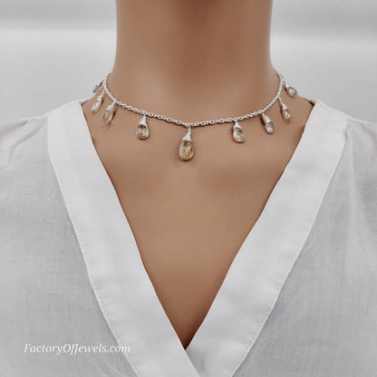 Unique Rutile Quartz Sterling Silver Necklace 