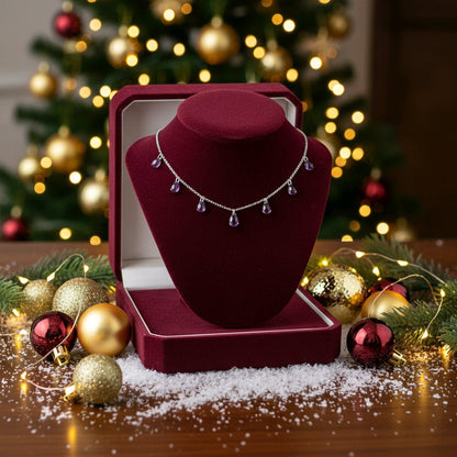 Majestic Amethyst Drop Sterling Silver Necklace