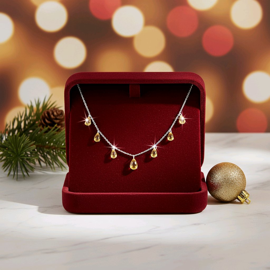 Multi Drop Citrine Sterling Silver Necklace